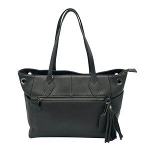 Augsopa Dark Gray Faux Leather Tote Bag